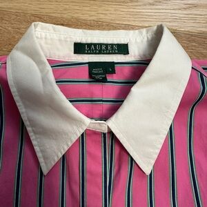 Ralph Lauren Vibrant Pink and Navy Striped Shirt